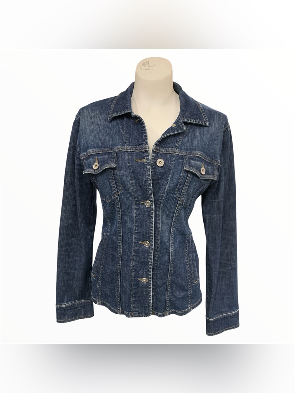 Olsen Dark Denim Fitted Jean Jacket Size M